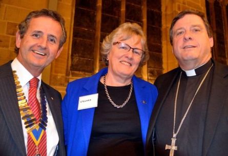 President Stuart Livesey, Sheila Wainwright and the Bishop of Wakefield